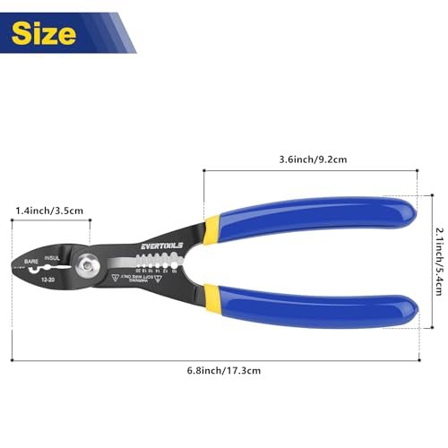 4-in-1 Wire Stripper and Crimping Pliers for Clamping, Cutting and Stripping, Compact Multifunction Tool for 10–20 AWG Wires