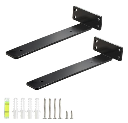 HEART ART Floating Shelf Brackets 10 Inch,Heavy Duty Black 2 Pack - size: 10 Inch, style: 2 Pack