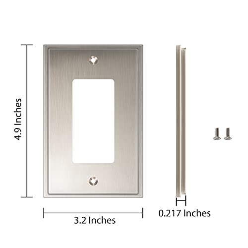 Henne Bery Soft Modern Decorative Wall Plate Switch Plate Outlet Cover (Single Decorator 2PK, Satin Nickel) - style: Single Decorator 2PK