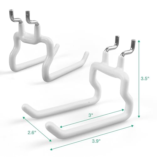 Pegboard Hooks, 8 Pack Peg Board Tool Utility Hooks & Hangers (White) - color: White