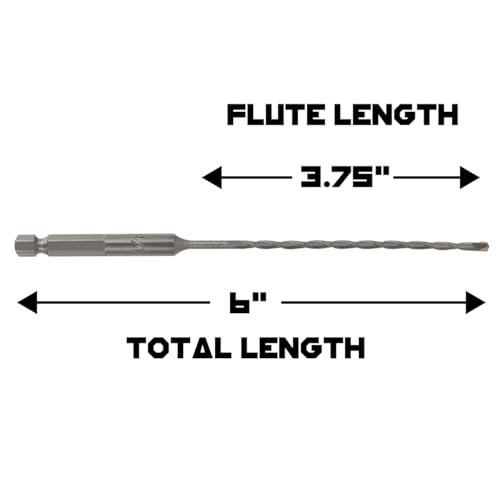 1/8 Inch Masonry Drill Bits (2 Pack - 6" Length Industrial Grade) Carbide Tipped Easily Cuts Through Concrete, Cement, Block, Stone, & More! - size: 1/8 in