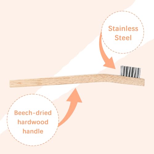 Wood Handle Wire Scratch Brush Sets (18, 18Pack-7.8in Stainless Steel Small Wire Scratch Brushes with Beech Wood Handle) ﻿