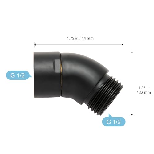 OFFO Shower Head Elbow Adapter, All Metal Handheld Shower Head Elbow Adapter Shower Arm Angle Adapter 135 Degrees, Matte Black - color: Matte Black, size: 135°, style: 135°