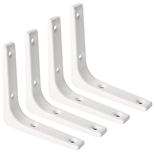 SAYAYO Wall Shelf Bracket White, 4 Inch Heavy Duty L Bracket for Wood - color: White, size: 4 x 4 Inch (4 PCS)