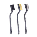 3Pcs Mini Wire Brush Set for Cleaning and Rust Removing, 7 Inch Industrial Wire Brushes of Stainless Steel/Nylon/Brass Bristles