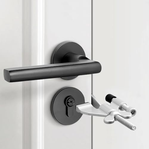 Silvery Adjustable Heavy Duty Portable Door Lock,No Drill - color: Silvery