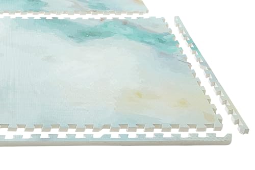 Yay Mats Stylish Extra Large Puzzle Mat, Thick,Inter Locking Foam Floor Tile Covers 6 ft x 4 ft. Expandable Tiles with Edges Exercise and Kids mat Protective Floor Surface (Elle Marble) - color: Elle Marble