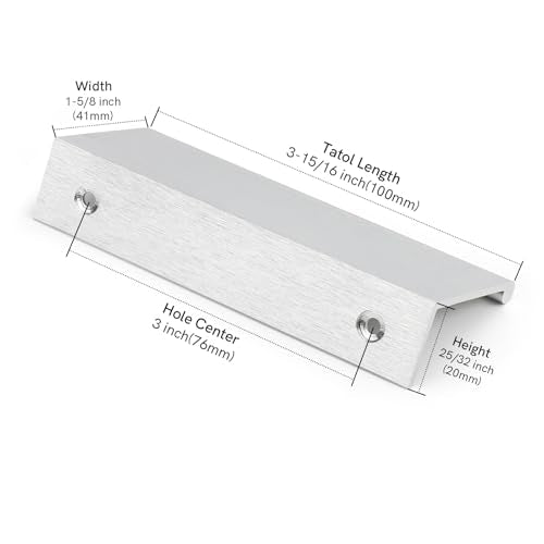 Rergy 10 Pack 3" Cabinet Pulls Brushed Nickel Finger Pulls for Cabinets - color: Brushed Nickel, size: Hole Center: 3in(76mm)