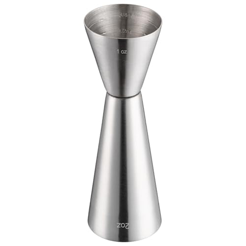 Briout Double Cocktail Jigger for Bartending, 2 OZ & 1 OZ, Flat Edge Silver - color: Frosted Silver, size: Flat Edge-1oz/2oz-1PC