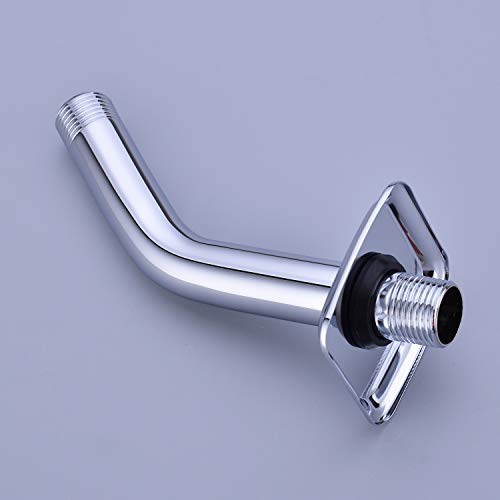 TRUSTMI Angled Shower Arm with Flange, 6-Inch Wall Mount Extension for Shower Head, Chrome - color: Chrome