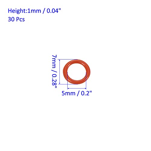 M METERXITY 30 Pack Silicone O-Rings - Garden Water Hose Rubber Sealing Gasket Ring, Soft & Elastic, Apply to Outdoor (5mmx7mmx1mm, Red) - size: 5mmx7mmx1mm