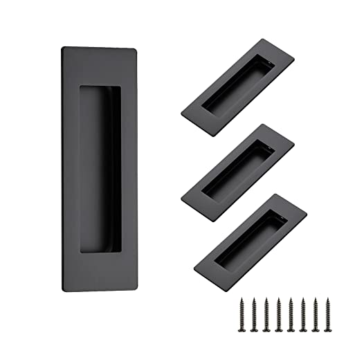 Ravinte 4 Pack Black Sliding Closet Door Handles, Flush Pulls 4.72in Length - color: Black, size: 120mm