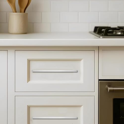 khtumeware 10 Pack 3-1/2 inch(89mm) Hole Center Brushed Nickel Cabinet Pulls Solid Heavy-Duty Square Cabinet Handles Drawer Pulls Kitchen Cabinet Hardware Kitchen Handle - color: Brushed Satin Nickel, size: 3-1/2 inch(89mm) hole center
