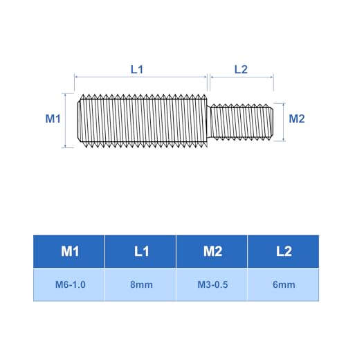 uxcell M3x6mm to M6x8mm Double End Threaded Stud Screw Bolt, 8Pcs 304 Stainless Steel Thread Reducer Adapter for Furniture Machinery Assembly Fastener - size: M3x6mm to M6x8mm