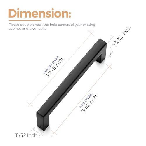 Ravinte Matte Black Cabinet Handles Solid Cabinet Pulls 3-1/2 Inch 5 Pack | Zinc Alloy, Slim Square Bar Grip, Smooth Drawer Pull Feel, Kitchen Cabinet Update, For Cupboards, Dressers, Drawers, Hardware - color: Black, size: Flat Black 3-1/2'' Hole Center