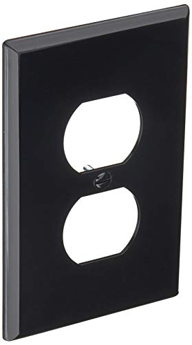 Leviton 1-Gang, 1-Duplex, Midway Nylon Wallplate, Midway Size, 1 Pack, PJ8-E, Black - color: Black, size: 1 Pack