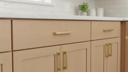 Alzassbg Brushed Brass Cabinet Pulls and Handles 10 Pack, AL3061BB - color: Brushed Brass, size: 3-3/4" Hole Center