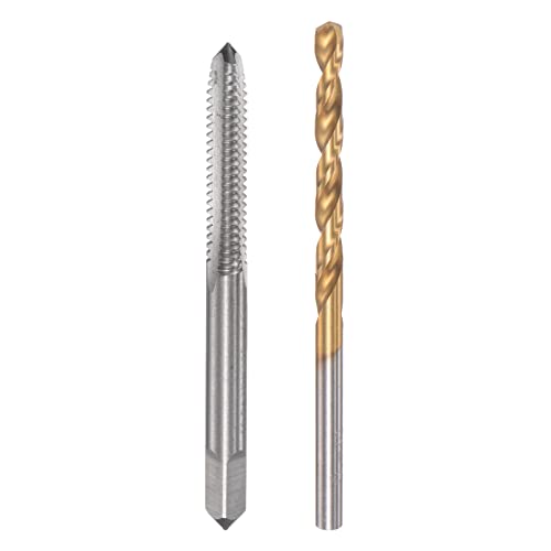 uxcell 10-24 UNC Straight Flute Thread Tap and 3.9mm Twist Drill Bit Set, Titanium Plated 6542 High Speed Steel Drilling Bit Machine Threading Tap - size: 10-24 UNC + 3.9mm