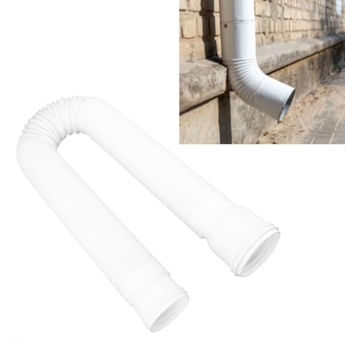 Rain Gutter Downspout Extensions, Flexible Drain Downspout Extender Drain Pipe Connector from 20 to 59 Inches with Screws for Most Residential (White)