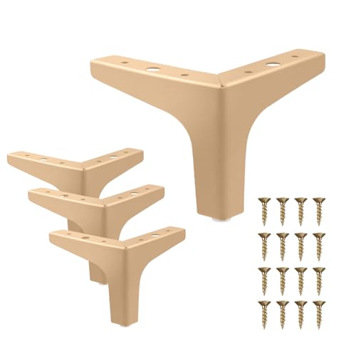 AODIOU Furniture Legs Modern Feet: Gold Metal Furniture Legs 4 Inch DIY Replacement Couch Legs Set of 4 - color: Gold, size: 4'' / 10cm(4PCS)