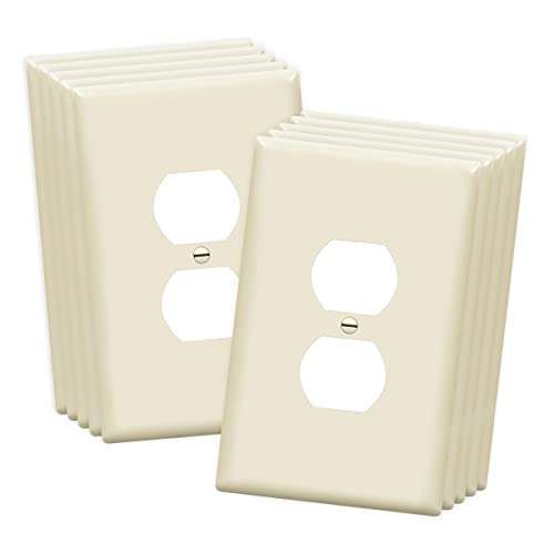 ENERLITES Duplex Receptacle Outlet Wall Plate, Jumbo Electrical Outlet Covers, Gloss Finish, Oversized 1-Gang 5.51" x 3.50", Polycarbonate Thermoplastic, 8821O-LA-10PCS, Light Almond, 10 Pack - color: Light Almond, size: Over-Size