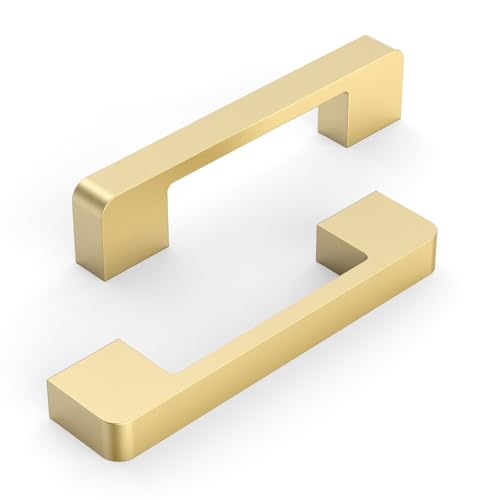 Brushed Gold Cabinet Pulls and Handles, 3.75 Inch, 10 Pack - color: Brushed Gold, size: 3.75"/96MM Hole Center