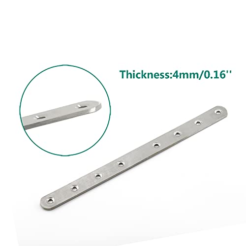 4 Pack Flat Mending Plate for Wood,ULIFESTAR Stainless Steel Straight Brackets 300mm / 12" Length 8 Screw Hole Flat Repair Fixing Wood Brace Joining Plates Connector with Fixing Screws - size: ['300x25x4mm']