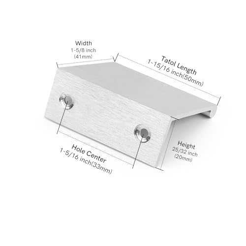 Rergy 10 Pack 1-5/16" Cabinet Pulls Brushed Nickel Finger Pulls for Cabinet - color: Brushed Nickel, size: Hole Center: 1.3in(33mm)