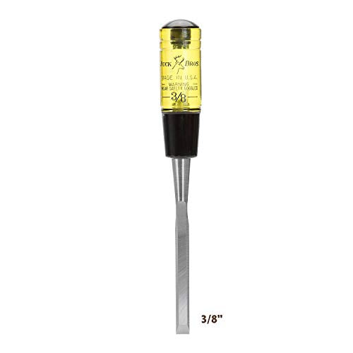 Buck Brothers 120102BC 3/8" Wood Chisel Made in USA, For Paring and Finishing Cuts in Carpentry and Woodworking, Tempered Tool Steel Blade, Mallet-Safe Handle - size: 3/8"