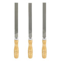 HARFINGTON 3pcs Flat Cut File 8" Double Cut Teeth High Carbon Steel Hand Rasp File with Wood Handle for Metal Wood Deburring Removing - size: 8"