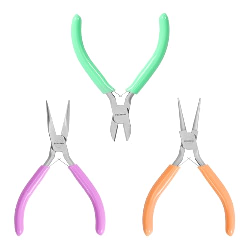 WORKPRO Jewelry Pliers Set, 3-Piece Mini Jewelry Tool Kit - color: Light Purple, Light Green, Orange