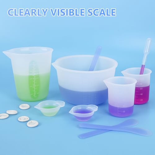 KISREL Silicone Measuring Cup for Resin, with 600ML+250ML+ 100ML Cups - size: 600ML&250ML&100ML