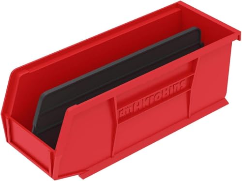 Akro-Mils 30224 AkroBins Plastic Storage Bins, 11"x 4"x 4", Red, 12-Pack - color: Red