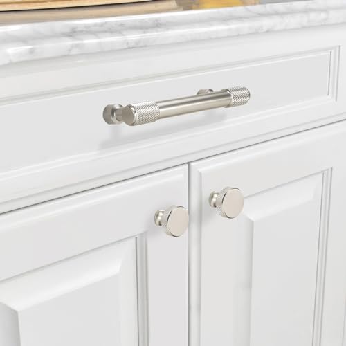 10 Pack 3Inch(76mm) Brushed Satin Nickel Kitchen Cabinet Handles Knurled Cabinet Pulls Sliver Drawer Pulls Cabinet Hardware Kitchen Handles Drawer Pulls Dresser Handles - color: Brushed Satin Nickel, size: 3" Hole Center