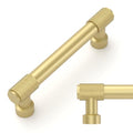 Amerdeco 10 Pack Brushed Gold Knurled Cabinet Pulls 3.75 Inch(96mm) Hole Center Kitchen Cabinet Handles Drawer Pulls Cabinet Hardware ZH0034 - color: Brushed Gold, size: 3.75"/96mm Hole Center