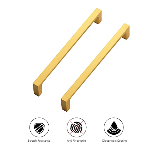 Ravinte Brushed Brass Solid Pulls Cabinet Handles 6-1/4 Inch 10 Pack - size: 6-1/4 Inch Hole Center