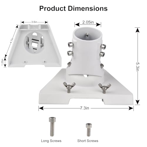 Pipe Adapter Wall Pole Mount for Starlink Standard 4/4X/Gen3,White - color: White