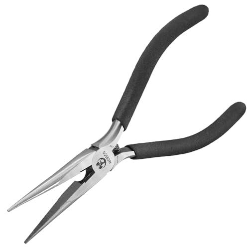 6-Inch Needle Nose Pliers with Wire Cutter, Spring-Loaded Long Nose Pliers with Serrated Jaws and Non-Slip Handles for Wire Bending, Electronics Repair, Jewelry Making and Crafts - size: 6''-1 pack