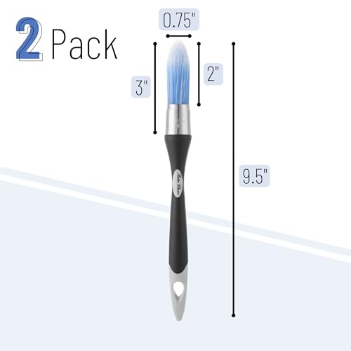 Bates- Trim Paint Brush, 2 pcs, 0.75 Inch, Black & Gray Ergonomic Non-Slip Handle, Synthetic Bristles, Trim Brushes for Painting - color: Gray-black, size: 0.75 inch, 2 Pack