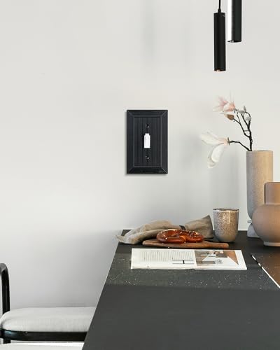 4-Pack Classic Beadboard Polycarbonate Toggle Light Switch Cover Plate - color: Matte Black, size: 1 Toggle 4PK