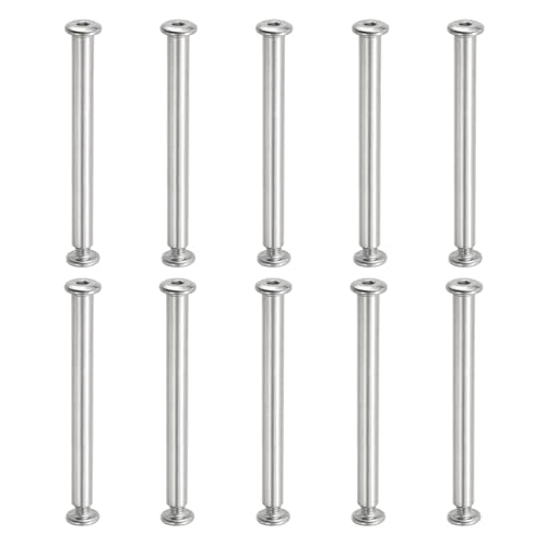 PATIKIL Hex Chicago Screws, 10 Set Binding Screw Posts M6 x 80 mm Connecting Hex Drive Socket Cap Bolt Nuts for Scrapbook Leather Belt Album Photo Furniture Repair, Silver - size: M6 x 80