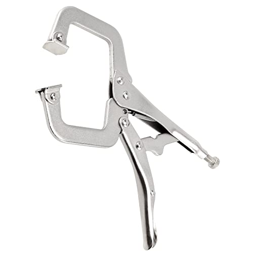 JAPCHET 3 Pack C Clamp Locking Pliers Set with Swivel Pads, Locking C-Clamp Set, Welding Clamp Tools Set 6 Inch 9 Inch 11 Inch Heavy Duty for Wood Working