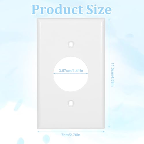 Piriuuo Round White Outlet Cover Plate, Single Outlet Plug Covers 4.53" X 2.76" Receptacle Cover with Two Screws, 220v (Pack of 2) - size: 11.5*7cm/4.53*2.76in (Pack of 2)