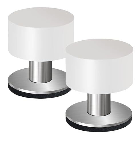 Door Stop with Extra Stickers, White Silicone with Stainless Steel Base, Self-Adhesive Wall Mounted, Impact Absorbing Design for Walls and Furniture Protection.1.57in.2-Pack - color: White