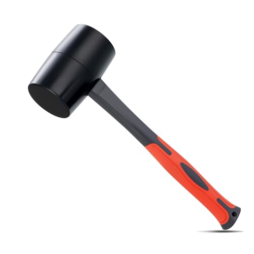 DESHIL Rubber Mallet 16 oz, Durable Rubber Hammer with Fiberglass Handle