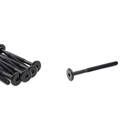 10 Pack 1/4"-20 x 100mm Joint Connector Bolts Screws, Hex Socket Head, Black, Half Thread, 4 Inches Long