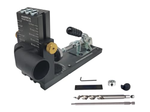 Massca Pocket Hole Jig Kit M1 - Adjustable & Easy to Use Pocket Screw Jig - Heavy Duty Drill Jig for Angled Holes with Drill Bit, Pocket Self Tapping Screws &Driver Bit,