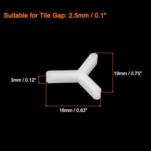 uxcell 100Pcs Wall Floor Tile Plastic Y Type Spacers Tiling Tools 2.5mm 3/32 Inch Hexagon Tile Spacers for Ceramic Tiles Installation, White - size: 2.5mm 3/32 Inch