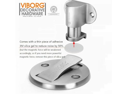 VIBORG Deluxe Solid SUS304 Stainless Steel Casting Adjustable Floor Mount Mounted Magnetic Door Stopper Doorstop Door Stop, RS-40F (1)