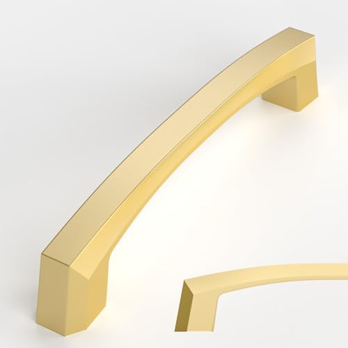 Amerdeco 10 Pack Brushed Gold Cabinet Pulls 4 Inch(102MM) Hole Centers Kitchen Cabinet Handles Hardware Kitchen Handles for Cupboard Drawer Pulls ZH0032 - color: Brushed Gold, size: 4"/102MM Hole Center